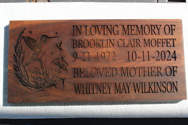 Memorial Plaque in Dark Walnut